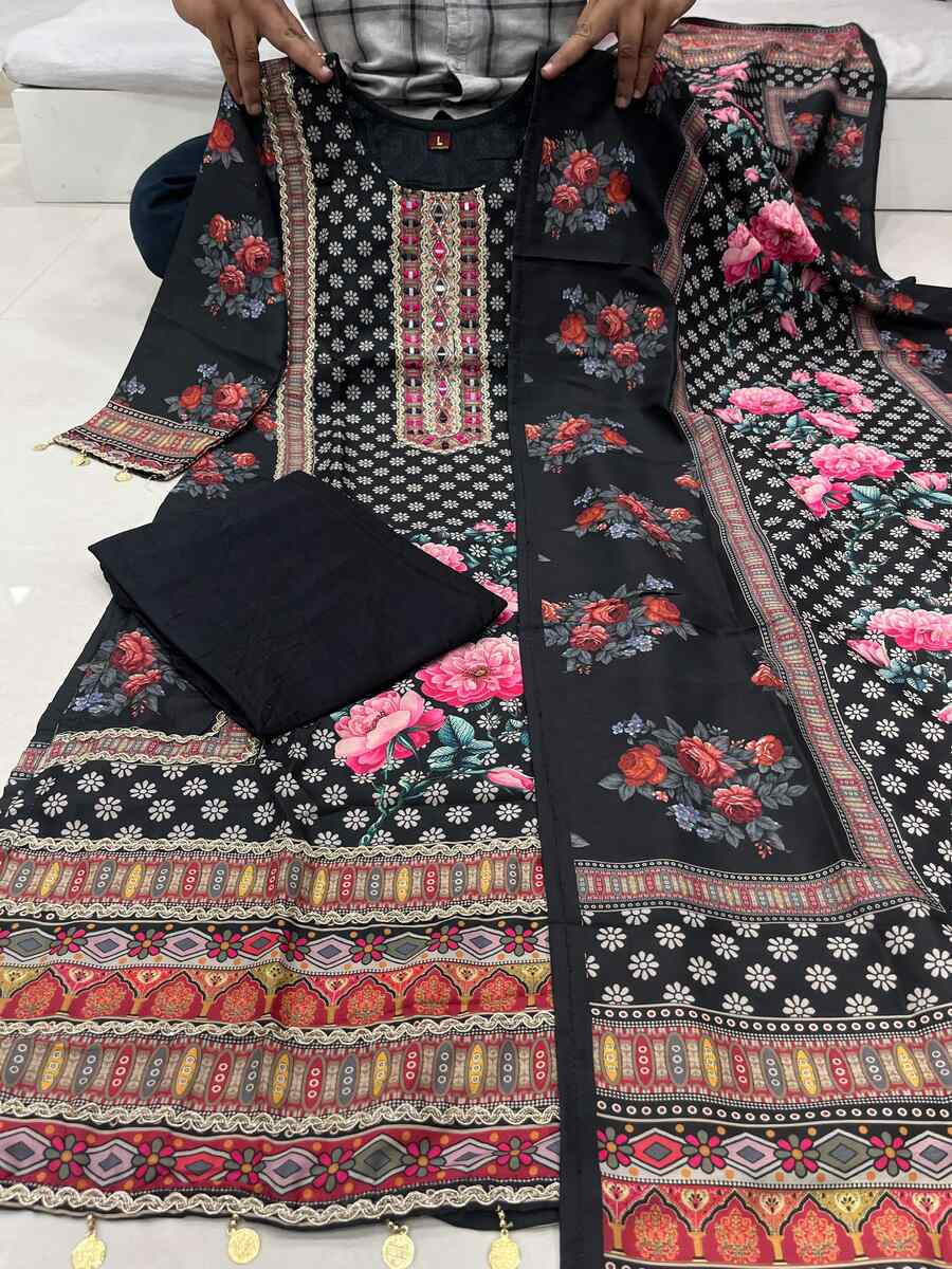 DESIGNER SOFT MUSLIN REAL MIRROR WORK, FANCY LACE & LATKAN TOP BOTTOM WITH DUPATTA OFFICE WEAR WHOLESALE PRICE ETHNIC GARMENT (1)