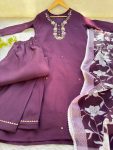 DESIGNER SOFT SILK HAND WORK TOP BOTTOM WITH DUPATTA FESTIVE WEAR WHOLESALE PRICE ETHNIC GARMENT (3)