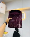 DESIGNER SOFT SILK REAL MIRROR HAND WORK MEN’S KURTA PAYJAMA WEDDING WEAR WHOLESALE PRICE ETHNIC GARMENT (13)
