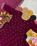 DESIGNER SPACE SILK SEQUENCE EMBROIDERY WORK GOWN WITH DUPATTA PARTY WEAR WHOLESALE PRICE ETHNIC GARMENT (2)