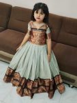 DESIGNER SPUN COTTON ZARI WEAVING WORK KID'S GOWN PISTA