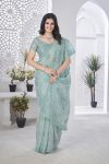 DESIGNER TISSUE NET SEQUENCE & PITA WORK WITH MULTI COLOUR THREAD EMBROIDERY WORK SAREE WITH UNSTITCHED BLOUSE CASUAL WEAR WHOLESALE PARICE ETHNIC GARMENT (9)