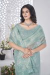 DESIGNER TISSUE NET SEQUENCE & PITA WORK WITH MULTI COLOUR THREAD EMBROIDERY WORK SAREE WITH UNSTITCHED BLOUSE CASUAL WEAR WHOLESALE PARICE ETHNIC GARMENT (9)