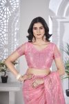 DESIGNER TISSUE NET SEQUENCE & PITA WORK WITH MULTI COLOUR THREAD EMBROIDERY WORK SAREE WITH UNSTITCHED BLOUSE CASUAL WEAR WHOLESALE PARICE ETHNIC GARMENT (21)