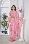 DESIGNER TISSUE NET SEQUENCE & PITA WORK WITH MULTI COLOUR THREAD EMBROIDERY WORK SAREE WITH UNSTITCHED BLOUSE CASUAL WEAR WHOLESALE PARICE ETHNIC GARMENT (21)