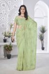 DESIGNER TISSUE NET SEQUENCE & PITA WORK WITH MULTI COLOUR THREAD EMBROIDERY WORK SAREE WITH UNSTITCHED BLOUSE CASUAL WEAR WHOLESALE PARICE ETHNIC GARMENT (3)
