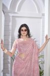 DESIGNER TISSUE NET SEQUENCE & PITA WORK WITH MULTI COLOUR THREAD EMBROIDERY WORK SAREE WITH UNSTITCHED BLOUSE CASUAL WEAR WHOLESALE PARICE ETHNIC GARMENT (27)