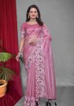 DESIGNER TWILL NET MULTI WORK SAREE WITH UNSTITCHED BLOUSE WEDDING WEAR WHOLESALE PRICE ETHNIC GARMENT (31)