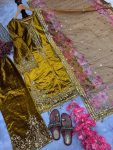 DESIGNER VELVET EMBROIDERY SEQUENCE WORK TOP PALAZZO WITH DUPATTA FESTIVE WEAR WHOLESALE PRICE ETHNIC GARMENT (1)