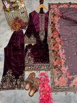 DESIGNER VELVET EMBROIDERY SEQUENCE WORK TOP PALAZZO WITH DUPATTA FESTIVE WEAR WHOLESALE PRICE ETHNIC GARMENT (8)