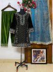 DESIGNER VELVET EMBROIDERY WORK & HAND WORK TOP BOTTOM DUPATTA BRIDAL WEAR WHOLESALE PRICE ETHNIC GARMENT (2)