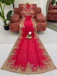 DESIGNER VICHITRA SILK CODING & SEQUENCE WORK SAREE WITH UNSTITCHED BLOUSE WEDDING WEAR WHOLESALE PRICE ETHNIC GARMENT (3)