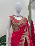 DESIGNER VICHITRA SILK CODING & SEQUENCE WORK SAREE WITH UNSTITCHED BLOUSE WEDDING WEAR WHOLESALE PRICE ETHNIC GARMENT (3)