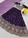 DESIGNER VICHITRA SILK EMBROIDERY THREAD & SEQUENCE WORK LEHENGA CHOLI WITH DUPATTA WEDDING WEAR WHOLESALE PRICE ETHNIC GARMENT (9)