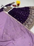 DESIGNER VICHITRA SILK EMBROIDERY THREAD & SEQUENCE WORK LEHENGA CHOLI WITH DUPATTA WEDDING WEAR WHOLESALE PRICE ETHNIC GARMENT (9)
