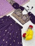 DESIGNER VICHITRA SILK EMBROIDERY THREAD & SEQUENCE WORK LEHENGA CHOLI WITH DUPATTA WEDDING WEAR WHOLESALE PRICE ETHNIC GARMENT (9)