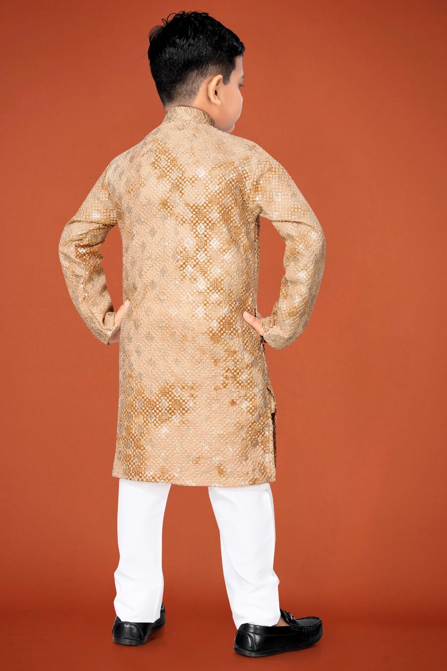 DESIGNER VISCOSE RAYON CHIKANKARI LUCKNOWI SCHIFLI WORK KID'S KURTA PAYJAMA WEDDING WEAR WHOLESALE PRICE ETHNIC GARMENT (5)