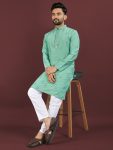 DESIGNER VISCOSE SILK EMBROIDERY SEQUENCE WORK MEN’S KURTA PAYJAMA FESTIVAL WEAR WHOLESALE PRICE ETHNIC GARMENT (6)