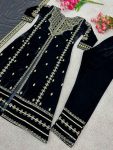 DESIGNER VISCOSE VELVET EMBROIDERY SEQUENCE WORK TOP BOTTOM WITH DUPATTA WEDDING WEAR WHOLESALE PRICE ETHNIC GARMENT (11)