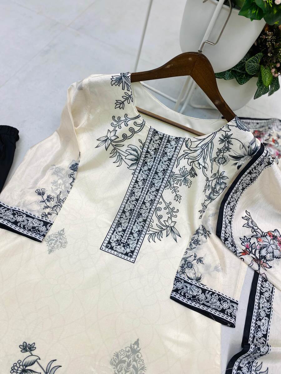 FABULOUS CHINON PRINT WORK TOP BOTTOM WITH DUPATTA OFFICE WEAR WHOLESALE PRICE ETHNIC GARMENT (6)