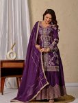 FABULOUS CHINON SILK CODING SEQUENCE EMBROIDERY WORK TOP PALAZZO WITH DUPATTA BRIDAL WEAR WHOLESALE PRICE ETHNIC GARMENT (2)