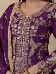 FABULOUS CHINON SILK CODING SEQUENCE EMBROIDERY WORK TOP PALAZZO WITH DUPATTA BRIDAL WEAR WHOLESALE PRICE ETHNIC GARMENT (2)