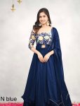 FABULOUS GEORGETTE AND POLI RAYON DIGITAL PRINT WORK TOP SKIRT DUPATTA NAVY BLUE