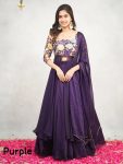 FABULOUS GEORGETTE AND POLI RAYON DIGITAL PRINT WORK TOP SKIRT DUPATTA PURPLE