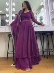 FABULOUS GEORGETTE PLAIN TOP PALAZZO WITH DUPATTA PURPLE