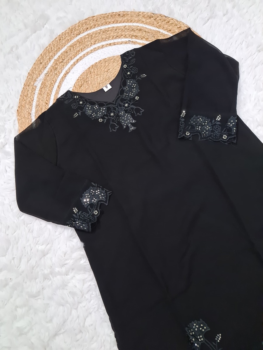 FABULOUS GEORGETTE SEQUENCE EMBROIDERY WORK TOP BOTTOM WITH DUPATTA FORMAL WEAR WHOLESALE PRICE ETHNIC GARMENT (1)