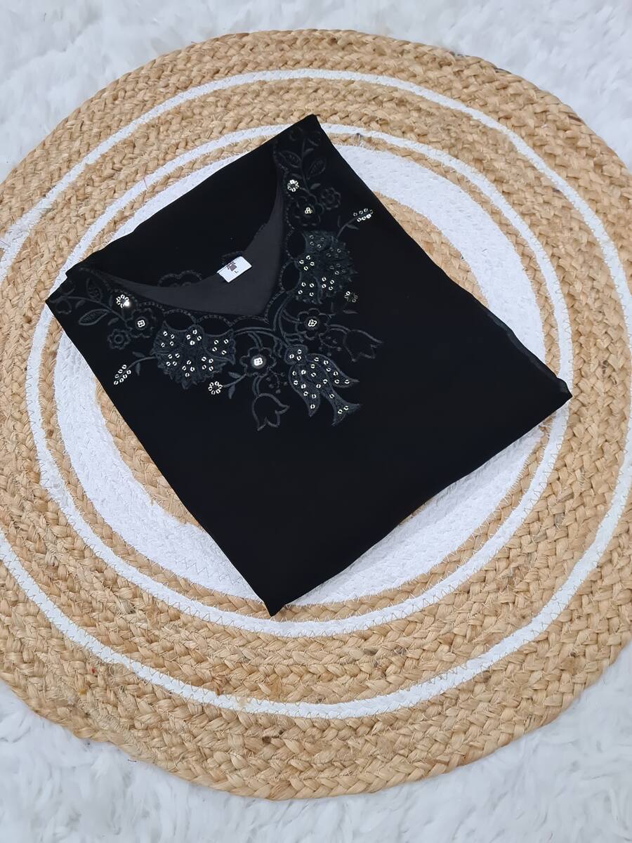 FABULOUS GEORGETTE SEQUENCE EMBROIDERY WORK TOP BOTTOM WITH DUPATTA FORMAL WEAR WHOLESALE PRICE ETHNIC GARMENT (6)