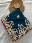 FABULOUS GEORGETTE THREAD SEQUENCE EMBROIDERY WORK SAREE WITH UNSTITCHED BLOUSE WEDDING WEAR WHOLESALE PRICE ETHNIC GARMENT (10)