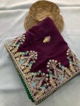 FABULOUS GEORGETTE THREAD SEQUENCE EMBROIDERY WORK SAREE WITH UNSTITCHED BLOUSE WEDDING WEAR WHOLESALE PRICE ETHNIC GARMENT (4)
