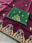 FABULOUS GEORGETTE THREAD SEQUENCE EMBROIDERY WORK SAREE WITH UNSTITCHED BLOUSE WEDDING WEAR WHOLESALE PRICE ETHNIC GARMENT (4)