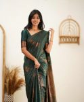 FABULOUS LICHI SILK JACQUARD WORK SAREE WITH UNSTITCHED BLOUSE CASUAL WEAR WHOLESALE PRICE ETHNIC GARMENT (11)