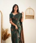 FABULOUS LICHI SILK JACQUARD WORK SAREE WITH UNSTITCHED BLOUSE CASUAL WEAR WHOLESALE PRICE ETHNIC GARMENT (11)