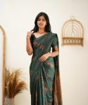FABULOUS LICHI SILK JACQUARD WORK SAREE WITH UNSTITCHED BLOUSE CASUAL WEAR WHOLESALE PRICE ETHNIC GARMENT (11)