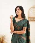 FABULOUS LICHI SILK JACQUARD WORK SAREE WITH UNSTITCHED BLOUSE CASUAL WEAR WHOLESALE PRICE ETHNIC GARMENT (11)