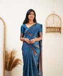 FABULOUS LICHI SILK JACQUARD WORK SAREE WITH UNSTITCHED BLOUSE CASUAL WEAR WHOLESALE PRICE ETHNIC GARMENT (10)