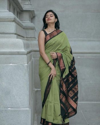 FABULOUS LICHI SILK JACQUARD WORK SAREE WITH UNSTITCHED BLOUSE PISTA