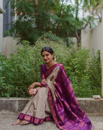 FABULOUS LICHI SILK JACQUARD WORK SAREE WITH UNSTITCHED BLOUSE GREY