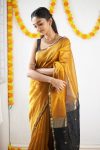 FABULOUS LICHI SILK JACQUARD WORK SAREE WITH UNSTITCHED BLOUSE FESTIVAL WEAR WHOLESALE PRICE ETHNIC GARMENT (46)