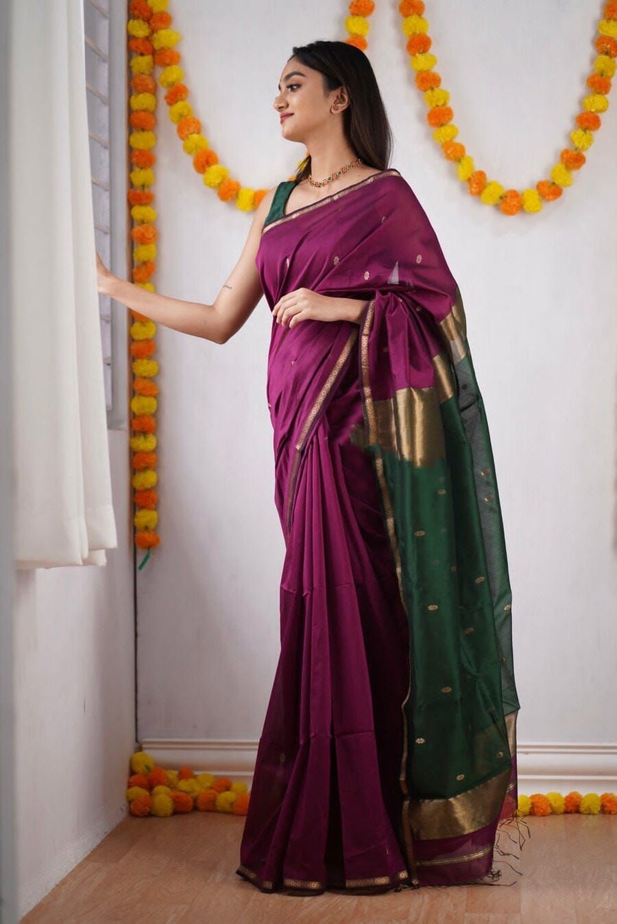 FABULOUS LICHI SILK JACQUARD WORK SAREE WITH UNSTITCHED BLOUSE FESTIVAL WEAR WHOLESALE PRICE ETHNIC GARMENT (19)