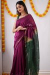 FABULOUS LICHI SILK JACQUARD WORK SAREE WITH UNSTITCHED BLOUSE FESTIVAL WEAR WHOLESALE PRICE ETHNIC GARMENT (19)