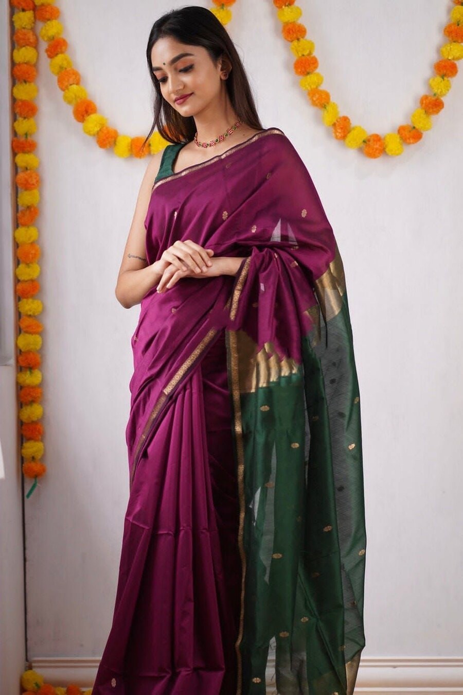 FABULOUS LICHI SILK JACQUARD WORK SAREE WITH UNSTITCHED BLOUSE FESTIVAL WEAR WHOLESALE PRICE ETHNIC GARMENT (20)