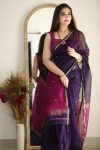 FABULOUS LICHI SILK JACQUARD WORK SAREE WITH UNSTITCHED BLOUSE FESTIVAL WEAR WHOLESALE PRICE ETHNIC GARMENT (33)