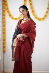 FABULOUS LICHI SILK JACQUARD WORK SAREE WITH UNSTITCHED BLOUSE FESTIVAL WEAR WHOLESALE PRICE ETHNIC GARMENT (45)