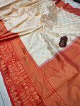 FABULOUS LICHI SILK JACQUARD WORK SAREE WITH UNSTITCHED BLOUSE PARTY WEAR WHOLESALE PRICE ETHNIC GARMENT (1)