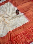 FABULOUS LICHI SILK JACQUARD WORK SAREE WITH UNSTITCHED BLOUSE PARTY WEAR WHOLESALE PRICE ETHNIC GARMENT (1)