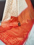 FABULOUS LICHI SILK JACQUARD WORK SAREE WITH UNSTITCHED BLOUSE PARTY WEAR WHOLESALE PRICE ETHNIC GARMENT (1)